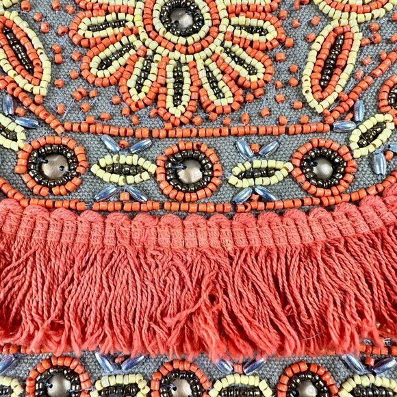 Boho Orange Summer Sequins Clutch Bag Purse Hand Bag - Picture 6 of 9